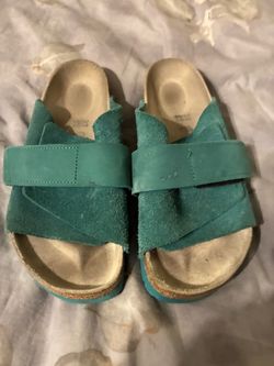 Teal Suede Slide Sandals Birkenstock