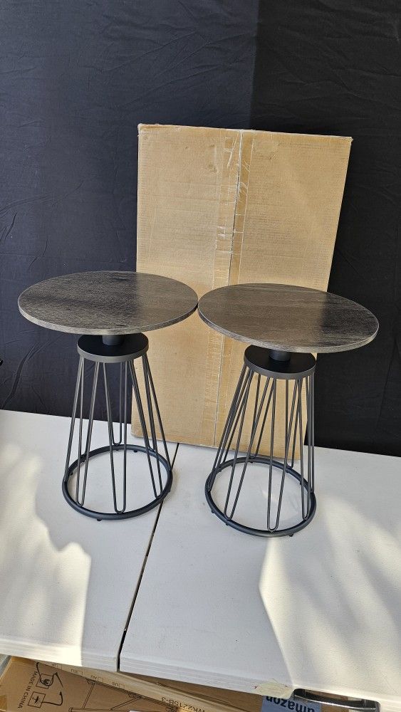 New Pair of Small Round End Tables. Assembled