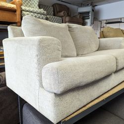 Free Delivery! Beige Modern Cloth Loveseat Couch 