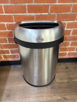 Semi round open trash can steel