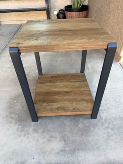 Wood and Metal End Table