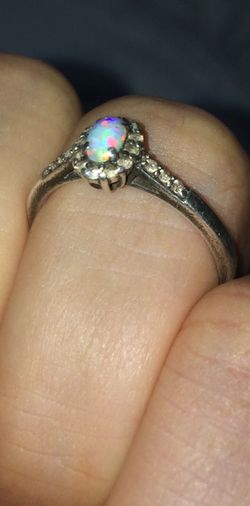 Size 6 opal and diamond ring
