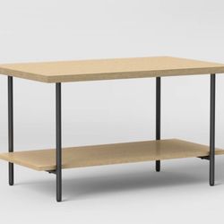 Wood and Metal Coffee Table with Storage Shelf