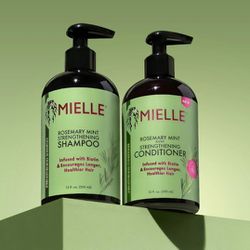 Mielle - Rosemary Mint - Biotin Infused - Encourages Growth Hair Products for Stronger and Healthier Hair - Shampoo & New Conditioner Styling Bundle S