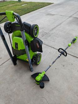 Greenworks 24v x 2 so 48v push mower and weed Wacker/edger 2 n 1 260 Firm no less  tools only read add