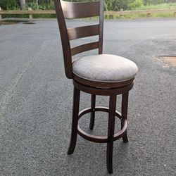 Dark Cherry Bar Swivel Stool With Grey Cushion