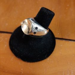 14k And Sterling silver Ring W/sapphires Size 9