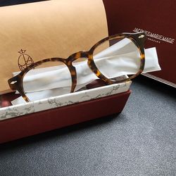 Zephirin Series Vintage-Style Glasses  Amber Color Frame, Clear Lens