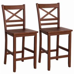 4 COSTWAY 24-in walnut counter stools