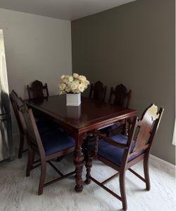 Dark Wood Dining Table and Chair Set