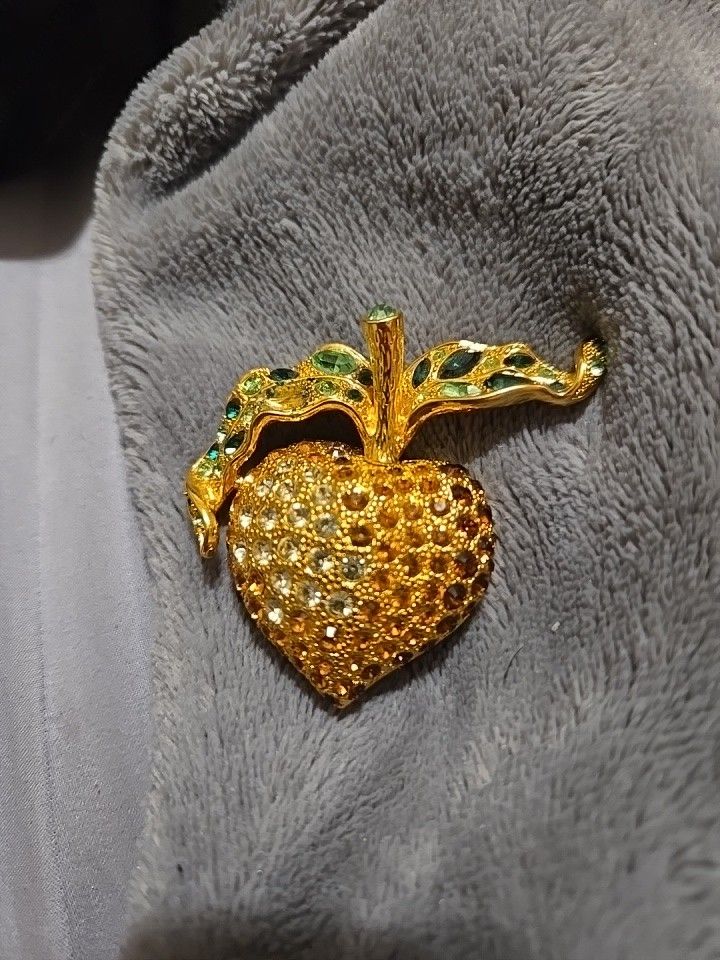 Vintage Kenneth Jay Lane Strawberry Jeweled Brooch Pin