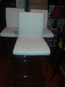 White Leather High Chairs