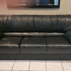 Soft Black Leather Sofa