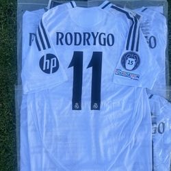 Rodrygo player version  XL Soccer fútbol Real Madrid  Vini jr #7 gray set Mbappe #9 Orange set kids Bellingham #5 set player version sizes playera bes