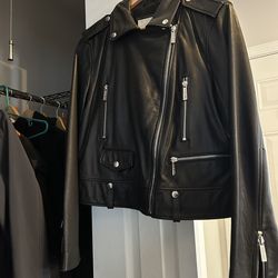 Michael Kors Leather Moto Jacket  - Size Large
