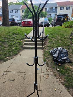 Free standing coat rack metal stand tall multi-functional coat rack with 8 hook