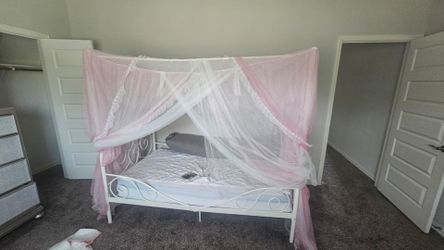 Canopy twin bed with awning cover
