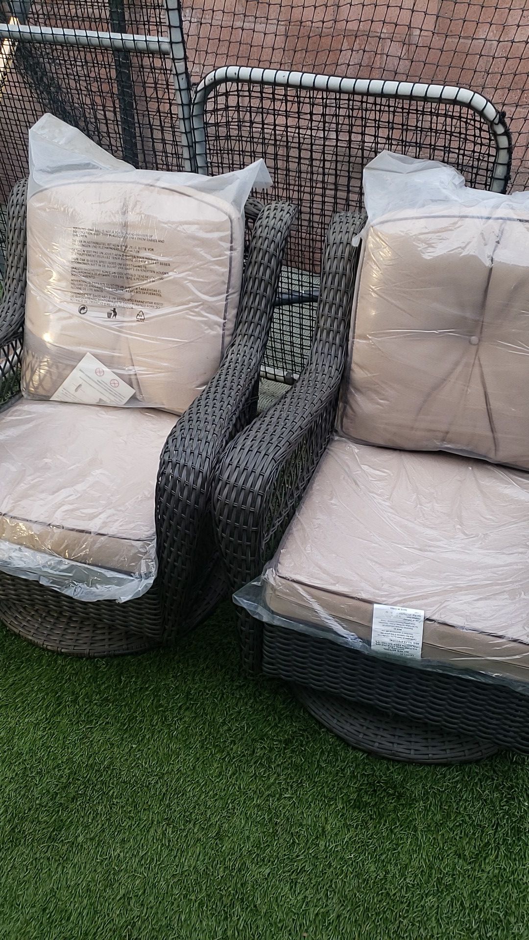Wicker swivel and rocking patio chairs