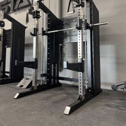 Commercial-Grade Half Rack ALL-IN-ONE with Functional Trainers, Smith Machine, & 200lb weight stack