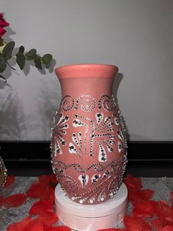 Mexican talavera pink with clear glass rhinestone