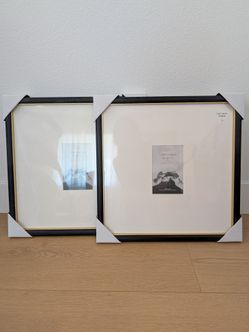 Threshold Gallery Wall Frames Black/Brass 15"x15" matted to 4"x6"