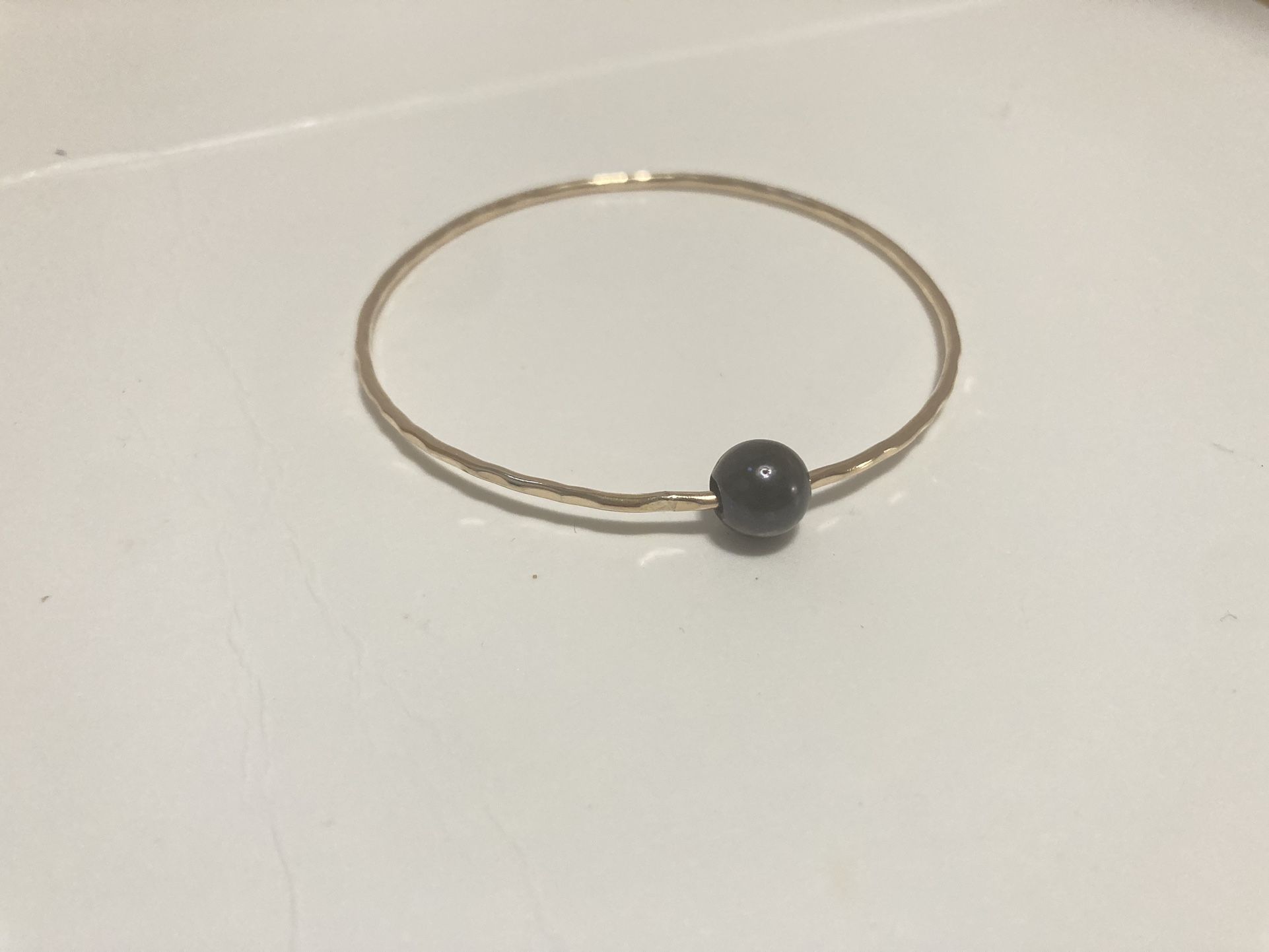 13k Solid Yellow Gold Hammered Bracelet.