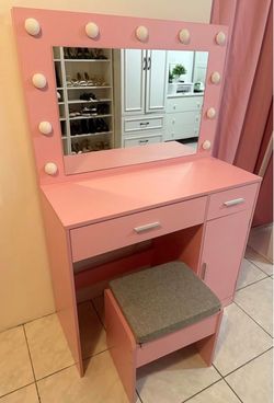 Vanity/Tocador Rosa con Asiento