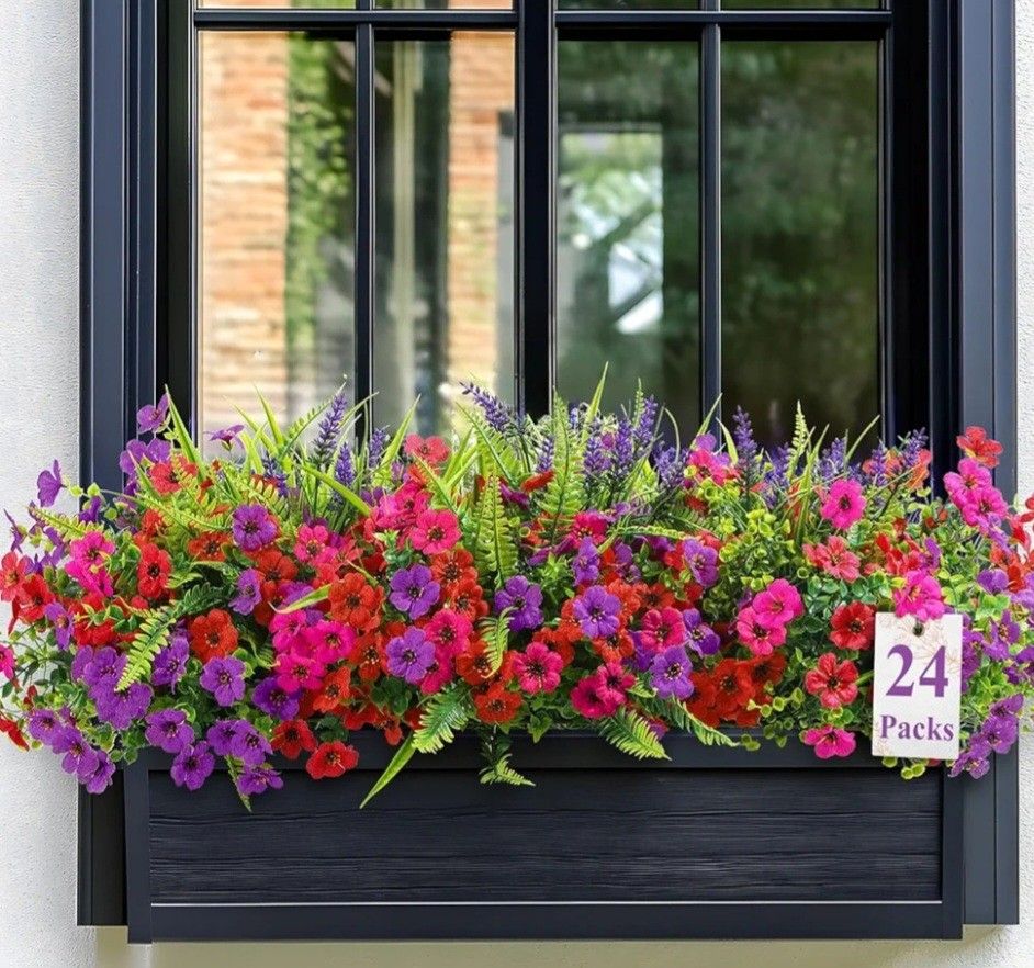 New 24 Bundles Artificial Flowers for Outdoors