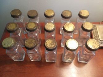 PRICE REDUCED - Lot of 15 Vintage GLASS BOTTLES with METAL CAPS for $15.00 or $1.00 Each