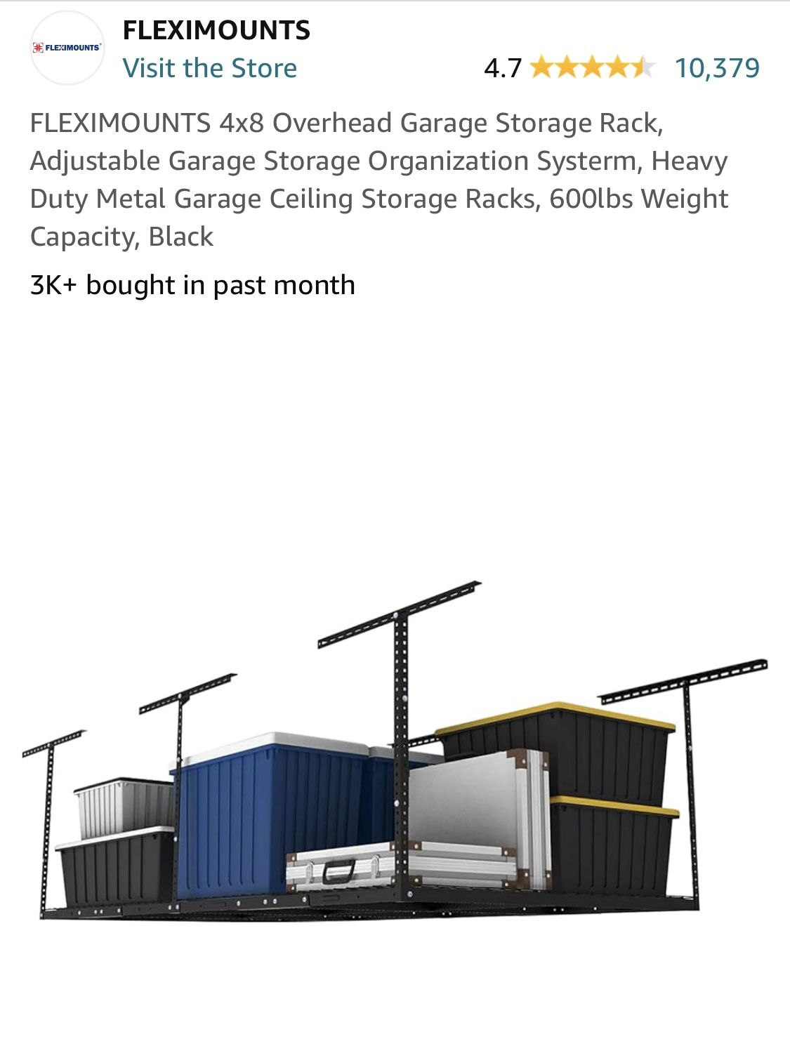 FLEXIMOUNTS 4x8 Overhead Garage Storage Rack