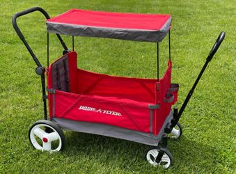 Radio Flyer Convertible Stroll N Wagon with Pull & Push Handle, Red/Black