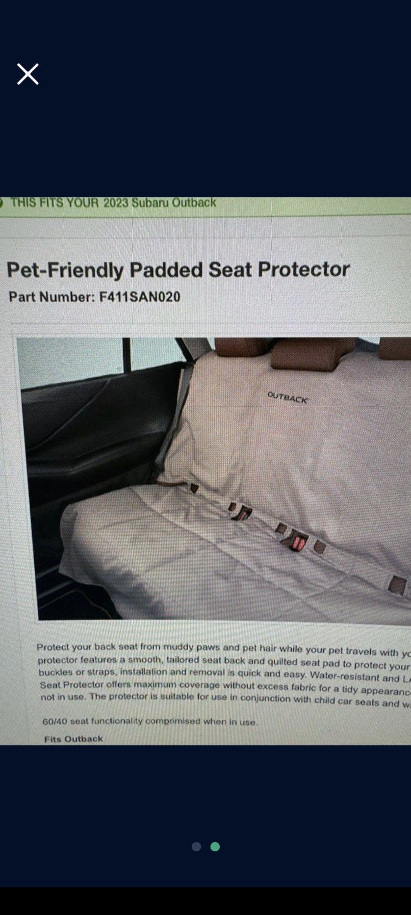 Subaru Outback Sit Cover Protector