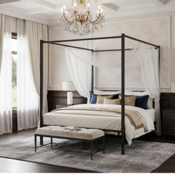 Full Size Metal Canopy Bed Frame – BRAND NEW ✨ (Still in Box)