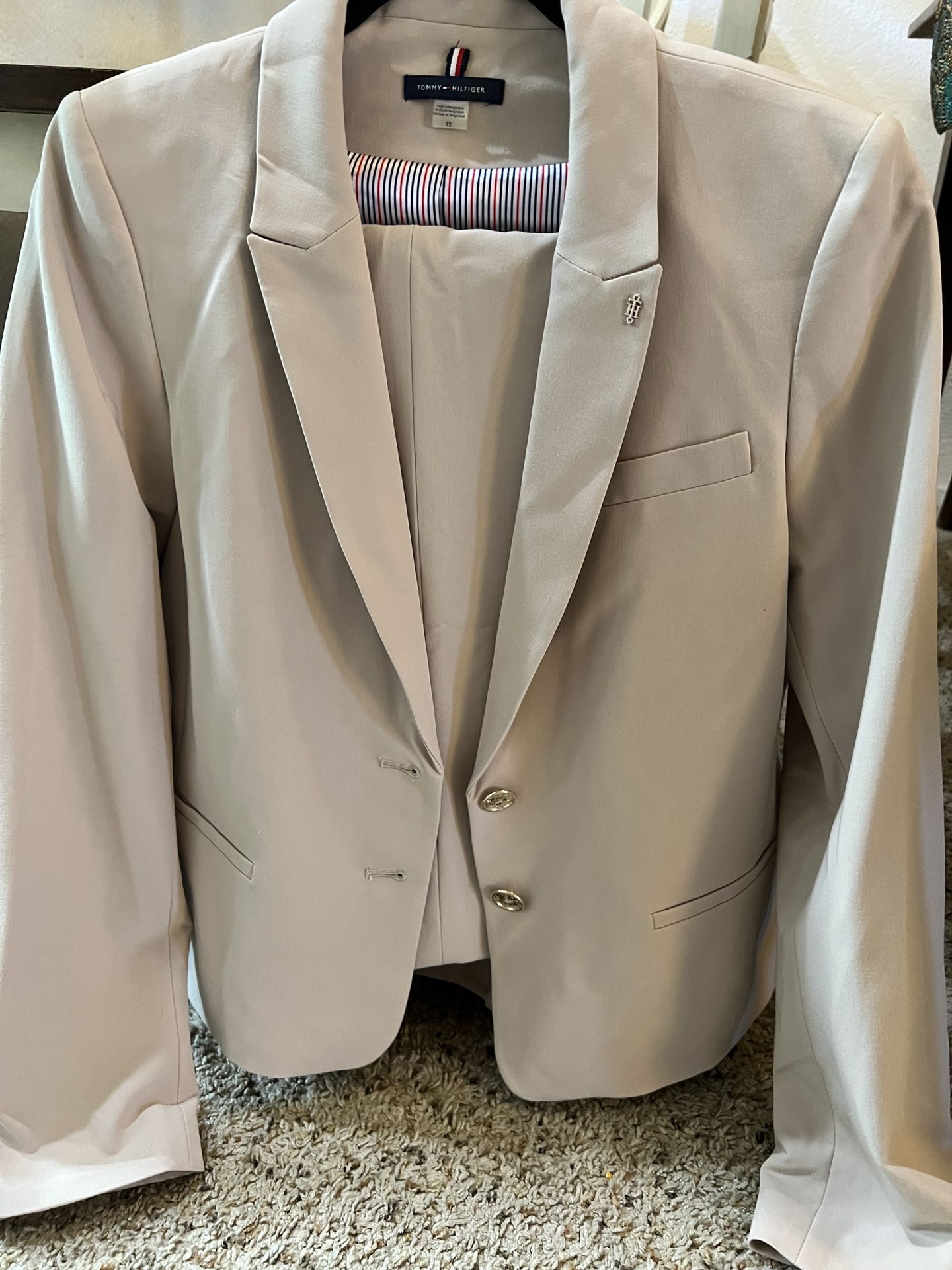 Tommy Hilfiger Set ,Jacket And Pants Size 12 Beige From Dillards Never Used