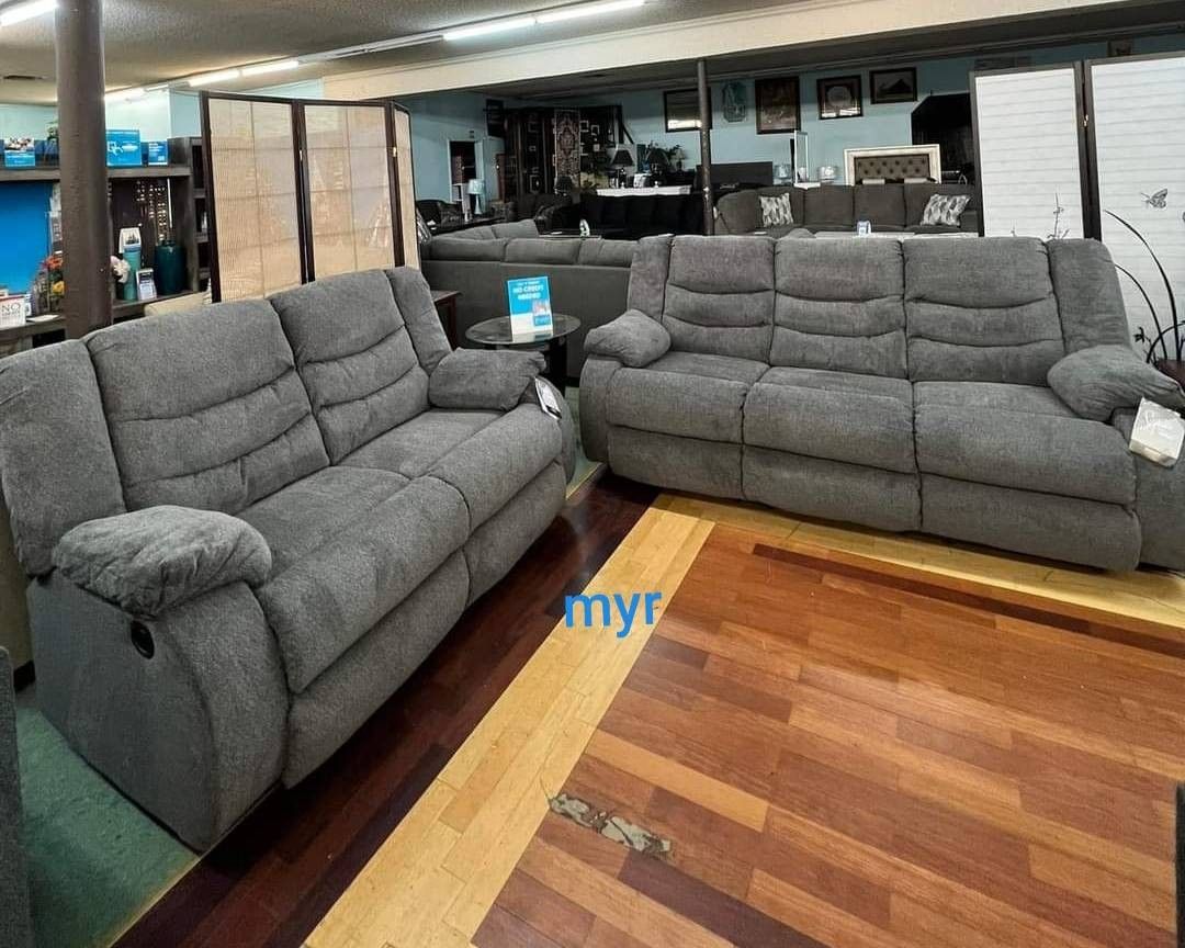 Brand New// Tulen Gray Reclining Livingroom Set// Sofa And Loveseat// Couches// Delivery Available