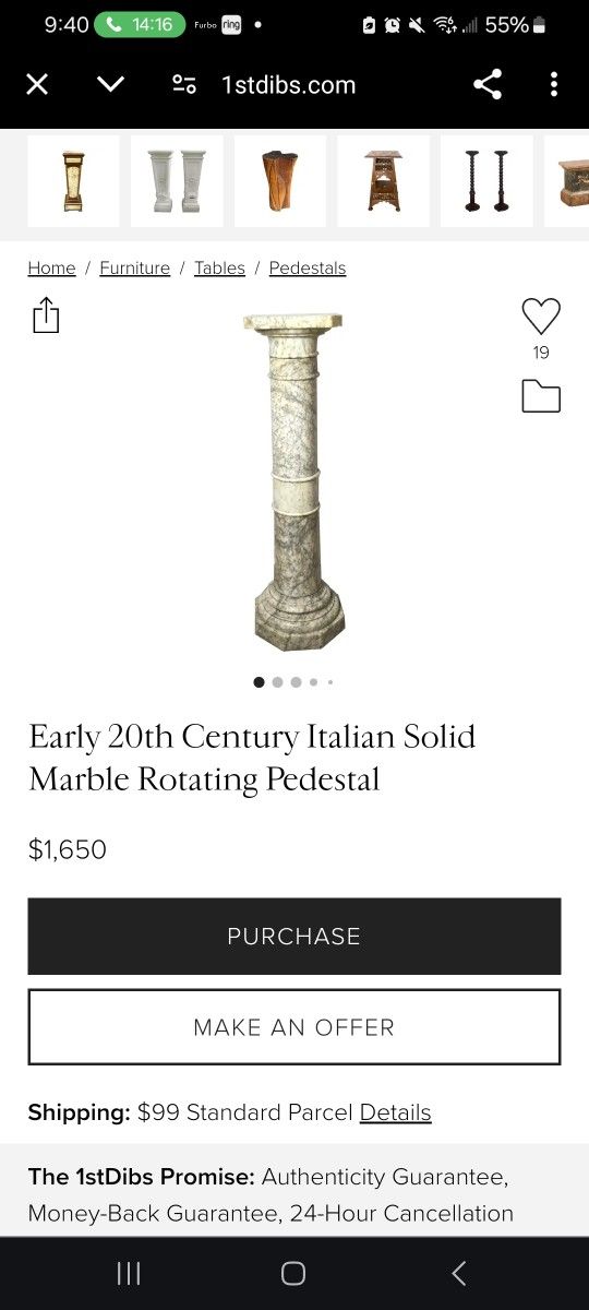 Early 20th Century Italian Marble Pedestal Column