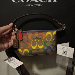 Mini Coach Rainbow Signature C Wristlet NWT
