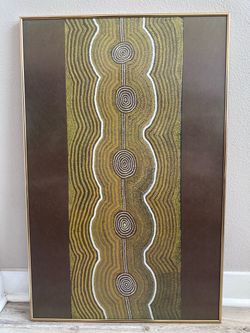 Vintage George Tjapanangka Aboriginal Dot Painting Framed Print Pintupi Tribe