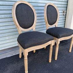 Indoor Chairs French Vintage Mieres Dining Auxiliary Chair (Set of 2) - N/A Dark Gray