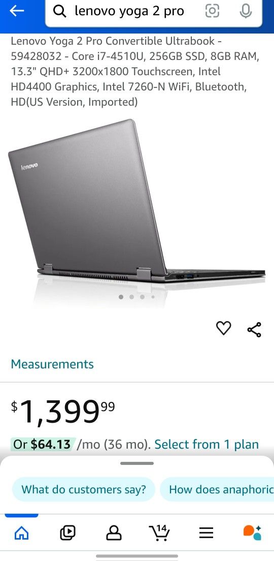 Lenovo Yoga Pro Laptop (CHECK DESCRIPTION)