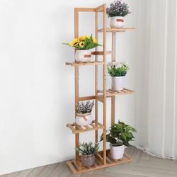  XJJ197-S-G1 5 Tiers Bamboo Plant Stand Tall  Flower Stand Storage Display Rack for Indoor Outdoor