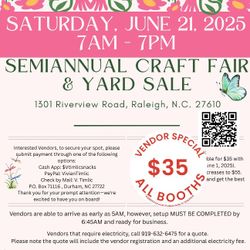 Craft Fair & Yard Sale June 21st Raleigh 