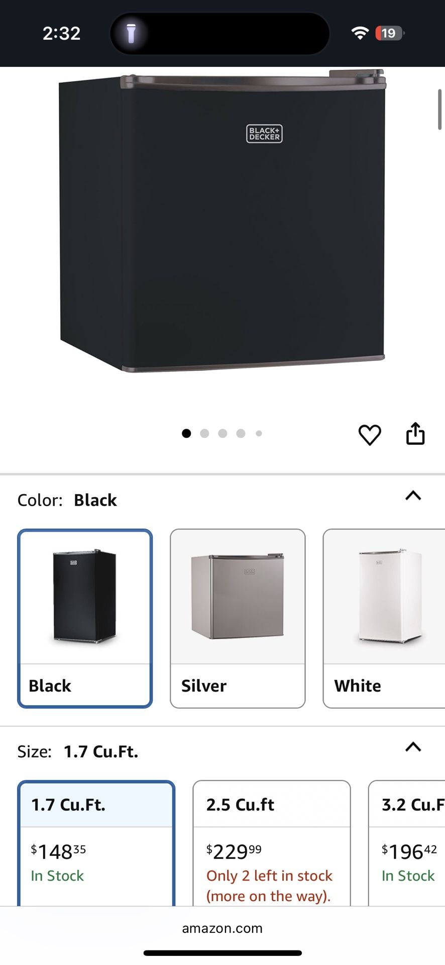 Blackdecker Mini Fridge Refrigerator