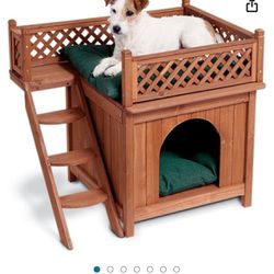 Pet dog cat house shelter with balcony 