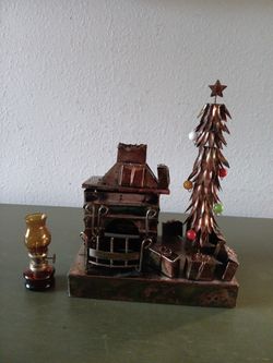 Vtg Copper Art Music Box "White Xmas"