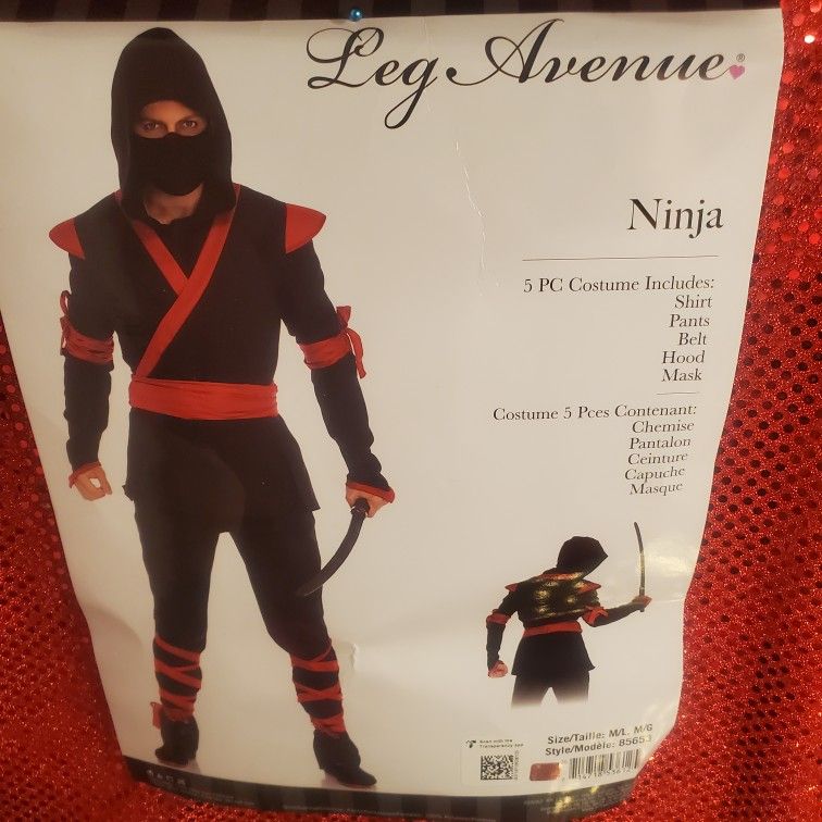 Ninja Adult Costume By Leg Avenue. Size M/LNew.