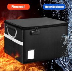 Fireproof Document File Organizer Box, Fireproof Safe Box with Lock, Portable Office Storage Cabinet for Hanging Letter/Legal Folder 16.1 x 12.9 x 11i