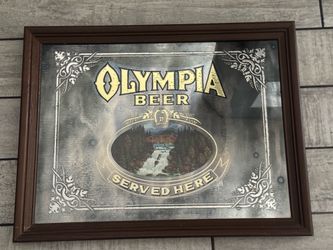 VTG Olympia Beer Advertising Mirror W/scene For Bars Taverns Man Cave 26.5x20.5”