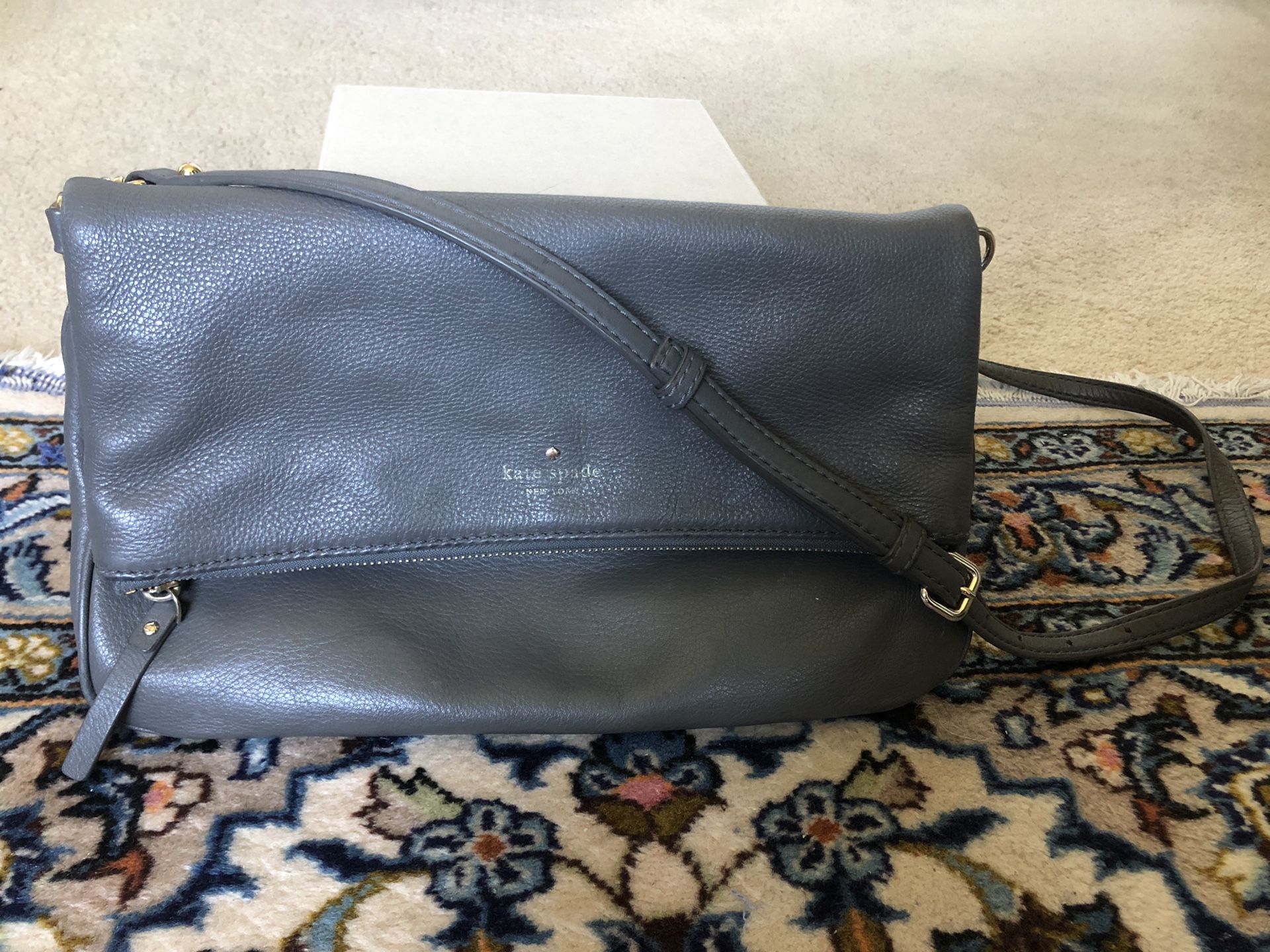 Grey Leather Kate Spade Messenger Bag