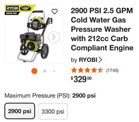 Presure washer Ryoby 2900psi 2.5